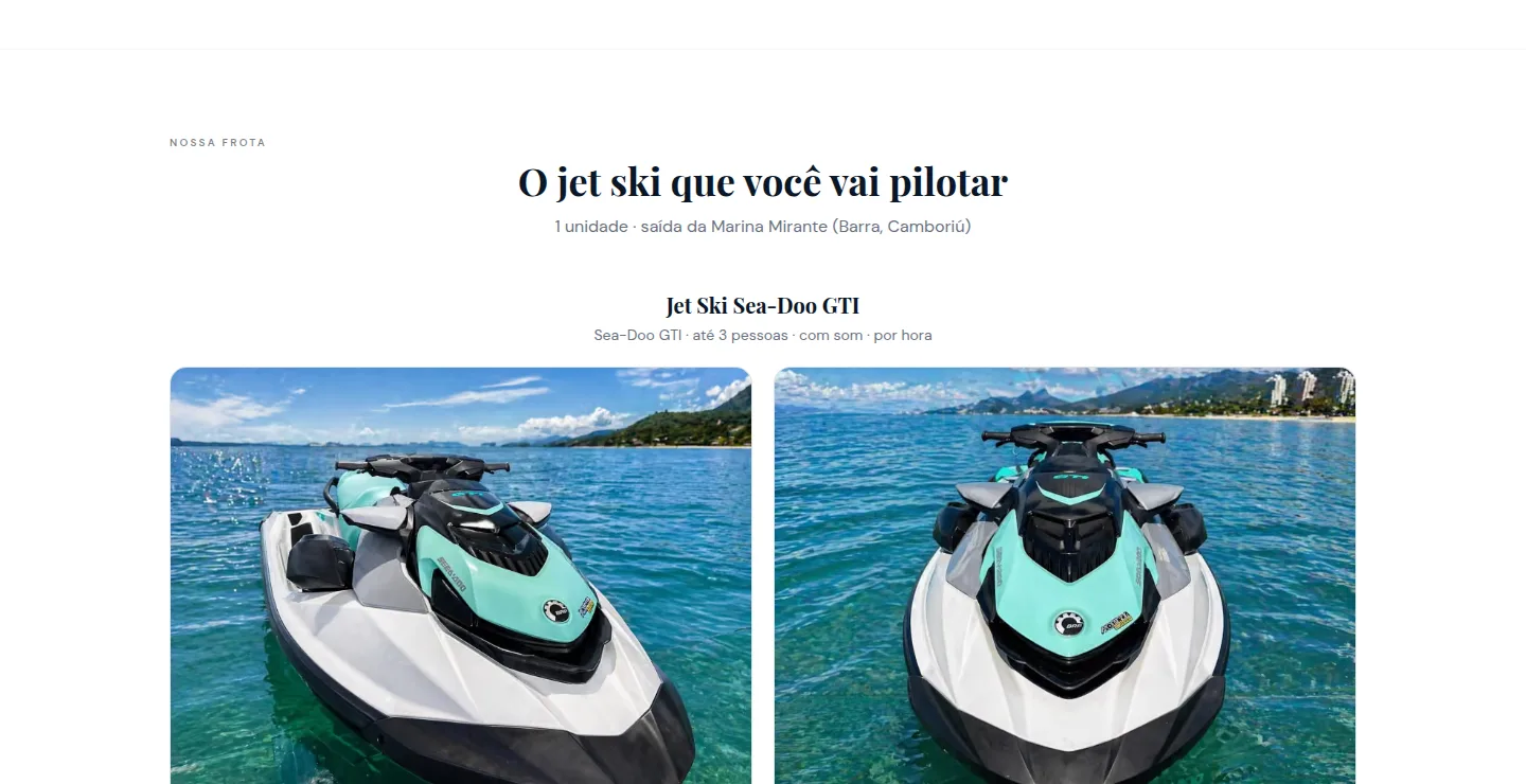 Página Jet ski do site da Rodrigo Melo Broker