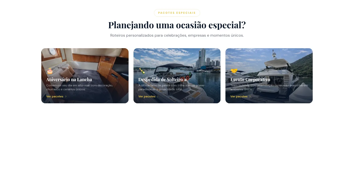 Página Ocasiões especiais do site da Rodrigo Melo Broker