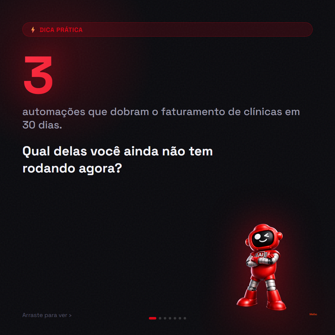 3 automações que toda clínica precisa — slide 1