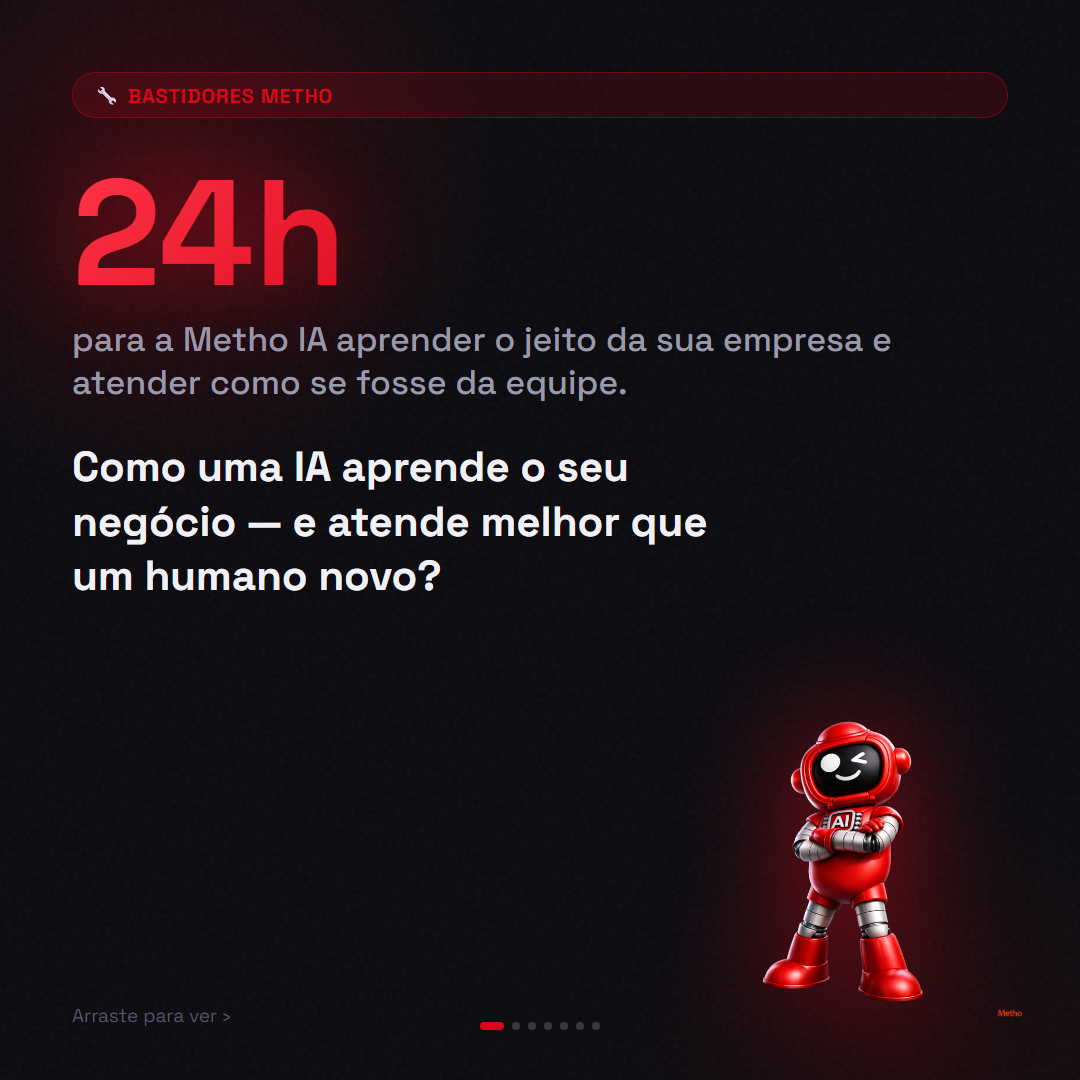 Bastidores: IA aprende sua empresa — slide 1
